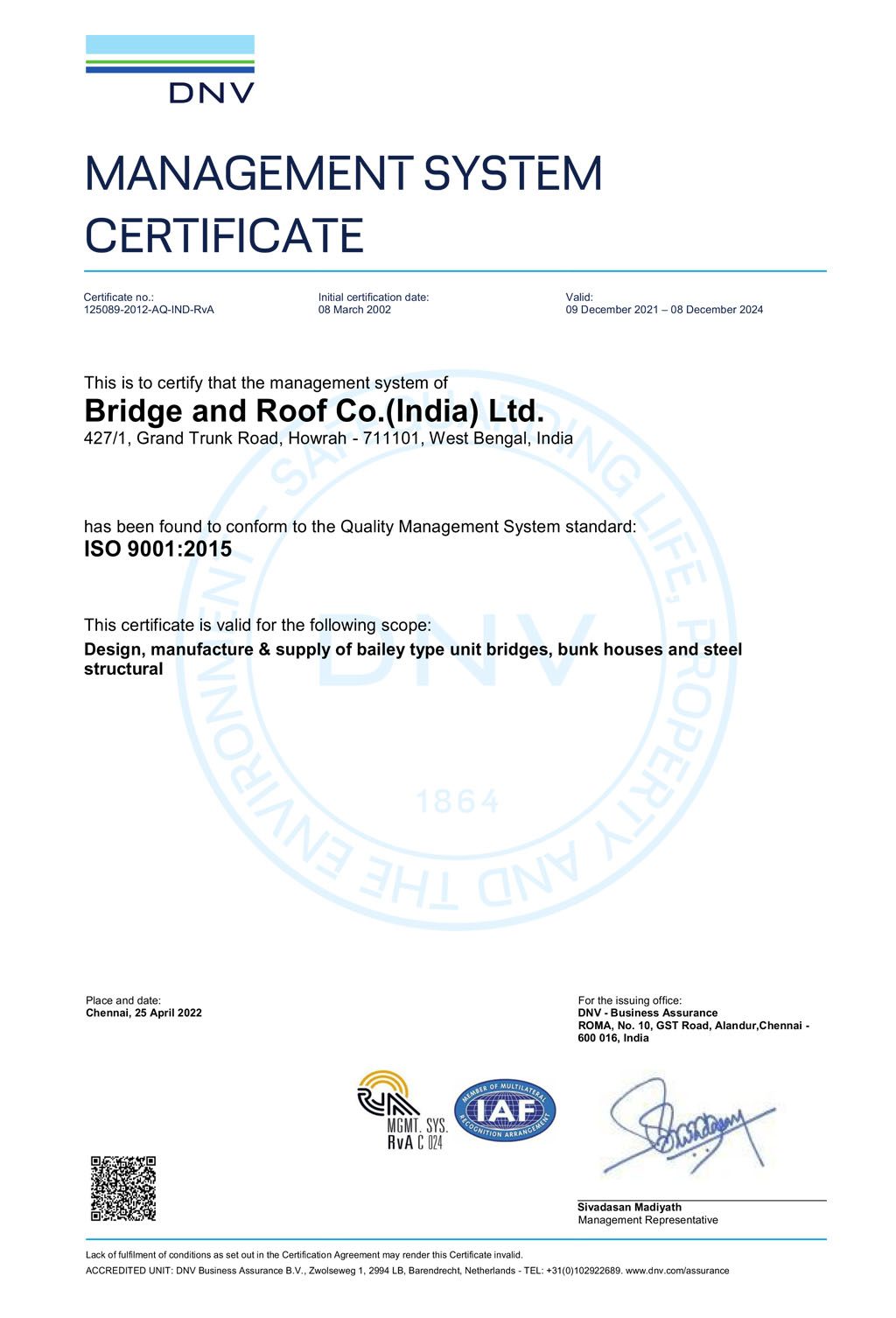 Iso-certificate